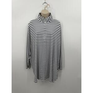 Lands End Womens 3X 1/4 Zip Long Sleeve Striped Shirt w/ Pockets Rashgaurd Swim